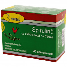 Spirulina cu extract total de catina, 40 comprimate, Hofigal