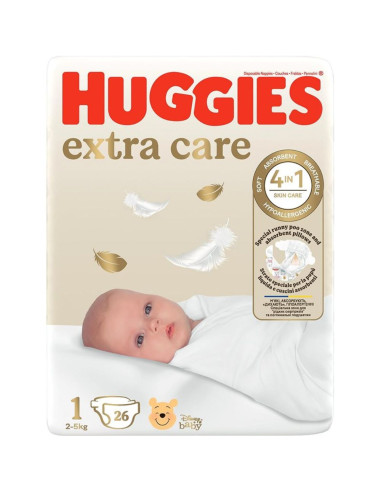 Scutece Huggies Extra Care NR 1, 2-5 kg,  26 bucati - SCUTECE - HUGGIES