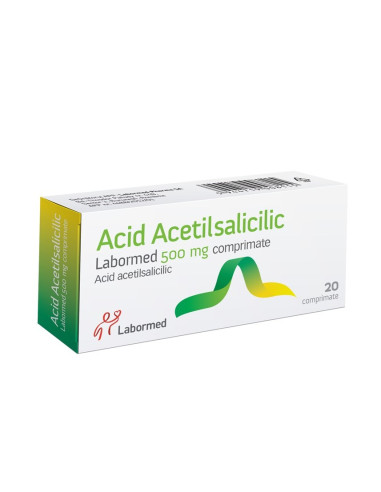 Acid Acetilsalicilic 500mg, 20 comprimate, Labormed -  - ALVOGEN 