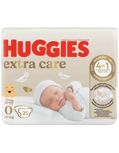Scutece Huggies Extra Care NR 0, sub 3,5 kg, 25 bucati -  - HUGGIES