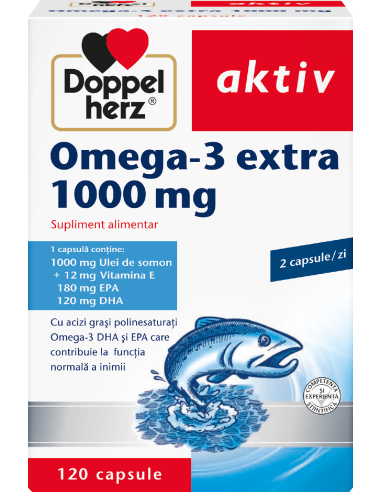 Ulei de Somon Omega 3+Vitamina E, 120 capsule, Doppelherz -  - DOPPELHERZ