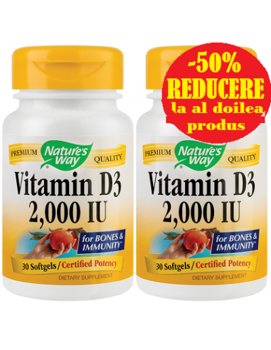 Secom Vitamina D3 2000 UI, 30 capsule, 1+1 - UZ-GENERAL - SECOM