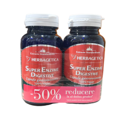 Super Enzime Digestive 60+60 capsule (reducere de 50% la al doilea produs), Herbagetica