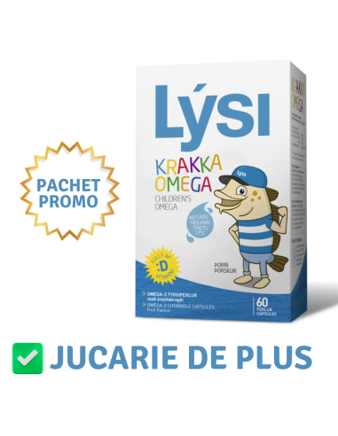 Lysi Omega  3 + vitamina D masticabil pentru copii, 60 capsule - MEMORIE-SI-CONCENTRARE - LYSI