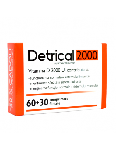 Detrical Vitamina D 2000UI, 60 comprimate + 30 comprimate, Zdrovit - UZ-GENERAL - ZDROVIT