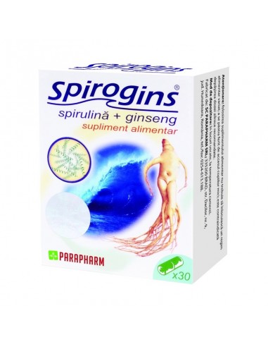 Spirogins cu Spirulina si Ginseng, 30 capsule, Parapharm - TONICE-GENERALE - PARAPHARM
