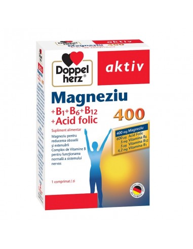 Magnesium 400+Acid folic+Vitamina B1+B6+B12, 30 comprimate, Doppelherz - UZ-GENERAL - DOPPELHERZ
