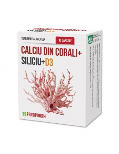 Calciu din Corali + Siliciu + D3, 30 capsule, Parapharm - UZ-GENERAL - PARAPHARM