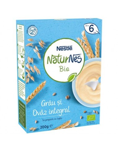 Nestle NaturNes Bio Grau si Ovaz integral, 200g, de la 6 luni - CEREALE-BISCUITI - NESTLE
