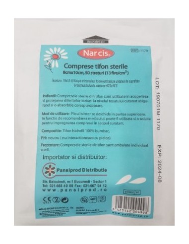 Comprese Sterile 10/8cm Narcis - COMPRESE - NARCIS