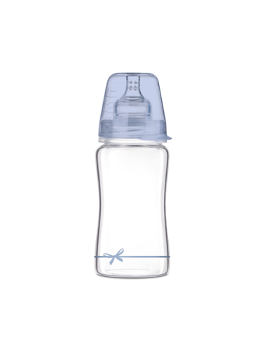 Lovi Biberon Sticla Diamond Glass Baby Shower Baiat 74/204, 250 ml, +3luni - BIBEROANE-SI-ACCESORII - LOVI