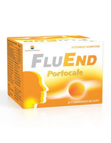 FluEnd portocale, 20 comprimate de supt - DURERE-DE-GAT - SUNWAVE