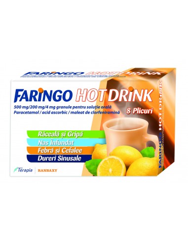 Faringo Hot Drink, 8 plicuri, Terapia - RACEALA-GRIPA - TERAPIA