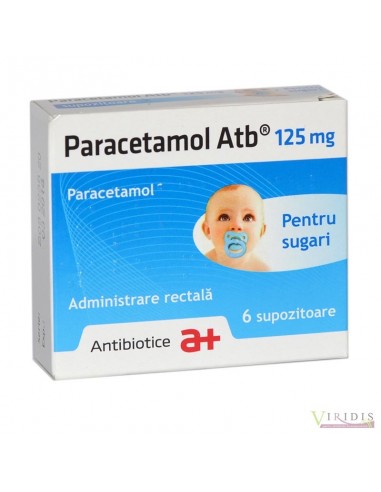 Paracetamol 125mg, 6 supozitoare, Antibiotice SA - DURERE-SI-FEBRA - ANTIBIOTICE