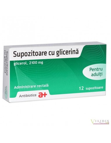 Supozitoare cu glicerina adulti, 12 supozitoare, Antibiotice SA - CONSTIPATIE - ANTIBIOTICE