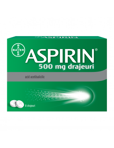 Aspirin 500 mg, 8 drajeuri, Bayer - DURERE-SI-FEBRA - BAYER