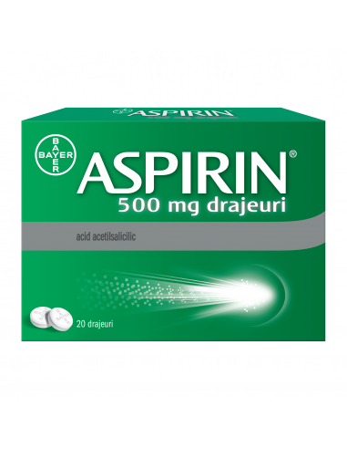 Aspirin 500 mg, 20 drajeuri, Bayer - DURERE-SI-FEBRA - BAYER