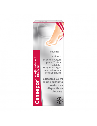 Canespor 10 mg/ml solutie cutanata, Bifonazol, 15 ml, Bayer - CIUPERCA-PICIORULUI - BAYER