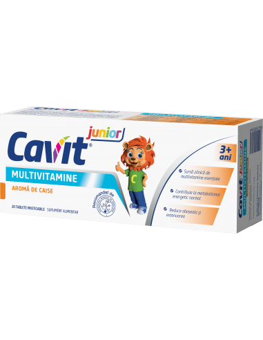 Cavit Junior,  multivitamine cu aroma de caise, 20 tablete, Biofarm - VITAMINE-SI-MINERALE - BIOFARM