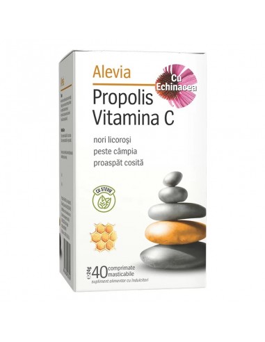 Propolis Vitamina C cu Echinacea si Stevie, 40 comprimate masticabile, Alevia - IMUNITATE - ALEVIA