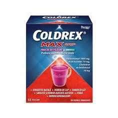 Coldrex Max Grip cu fructe de padure si mentol, 10 plicuri, Omega Pharma