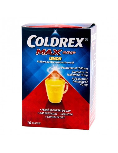 Coldrex Maxgrip Lemon, 10 plicuri, Gsk - RACEALA-GRIPA - GSK SRL OMEGA PHARMA
