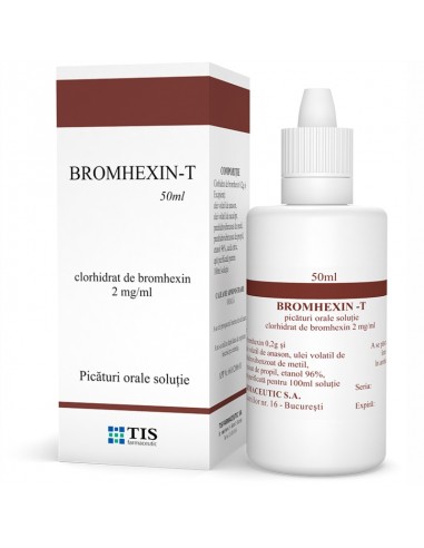 Bromhexin-T 2 mg/ml picaturi orale, 50 ml, Tis - TUSE-CU-SECRETII - TIS FARMACEUTIC