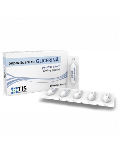 Supozitoare cu glicerina pentru adulti, 10 bucati, Tis - CONSTIPATIE - TIS FARMACEUTIC