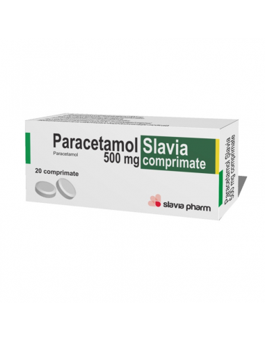 Paracetamol 500 mg, 20 comprimate, Slavia Pharm - DURERE-SI-FEBRA - SLAVIA PHARM