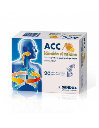 ACC 200 mg Lamaie si Miere, 20 plicuri Sandoz - TUSE-CU-SECRETII - SANDOZ