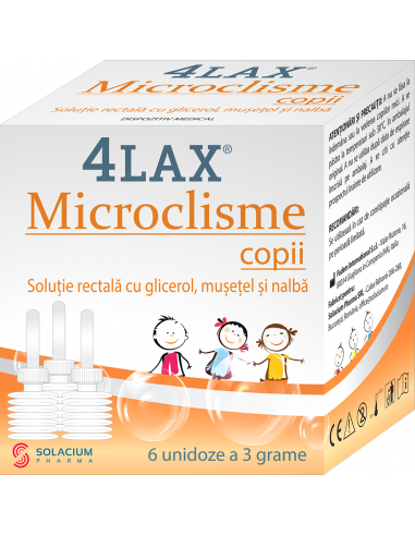 Microclisme copii 4Lax, 6 unidoze, 3 g - CONSTIPATIE - SOLACIUM PHARMA SRL