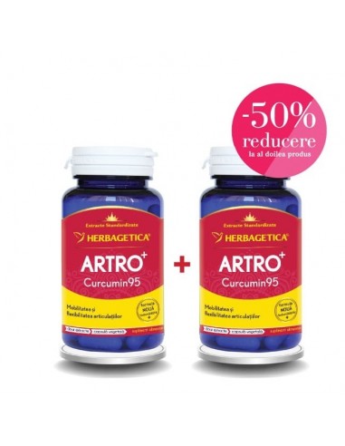 Herbagetica Artro curcumin, 60 capsule + 60 capsule - ARTICULATII-SI-SISTEM-OSOS - HERBAGETICA