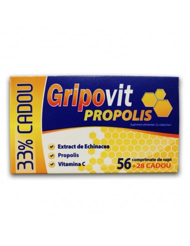 Gripovit Propolis, 56 comprimate + 28 comprimate, Zdrovit - DURERE-DE-GAT - ZDROVIT