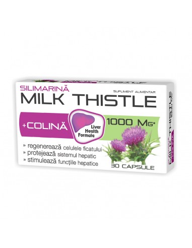 Silimarina + Colina Milk Thistle 1000mg, 30 capsule, Zdrovit - HEPATOPROTECTOARE - ZDROVIT