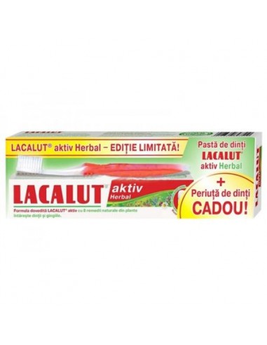 Pasta de dinti Lacalut Aktiv Herbal, 75 ml + Periuta de dinti - PARODONTOZA - LACALUT