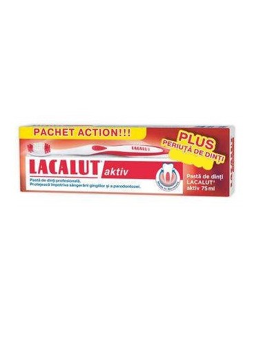 Pasta de dinti Lacalut Aktiv, 75 ml + Periuta de dinti - PASTA-DE-DINTI - LACALUT