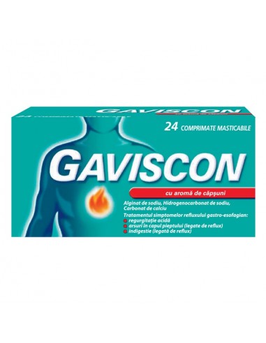 Gaviscon cu aroma de capsuni, 24 comprimate masticabile - STOMAC-SI-ACIDITATE - RECKITT BENCKISER HEALTHCARE