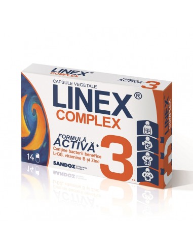 Linex Complex, 14 capsule vegetale, Sandoz - PROBIOTICE-SI-PREBIOTICE - SANDOZ