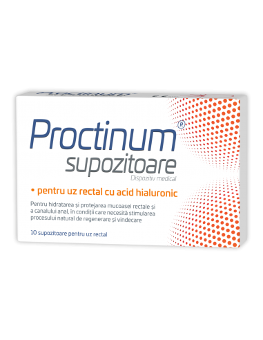 Proctinum supozitoare cu acid hialuronic pentru hemoroizi, 10 bucati, Zdrovit - HEMOROIZI - ZDROVIT
