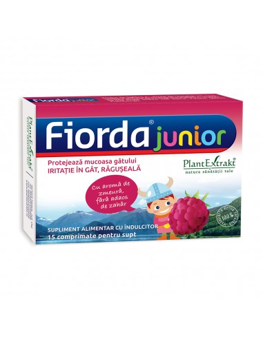 Fiorda Junior Zmeura, 15 comprimate - DURERE-DE-GAT - PLANTEXTRAKT