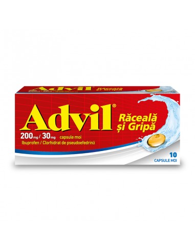 Advil Raceala si Gripa 200 mg/ 30 mg, 10 capsule moi, Pfizer - RACEALA-GRIPA - PFIZER