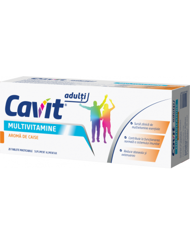 Cavit Multivitamine Adulti cu aroma de caise 20 tablete masticabile, Biofarm - VITAMINE-SI-MINERALE - BIOFARM