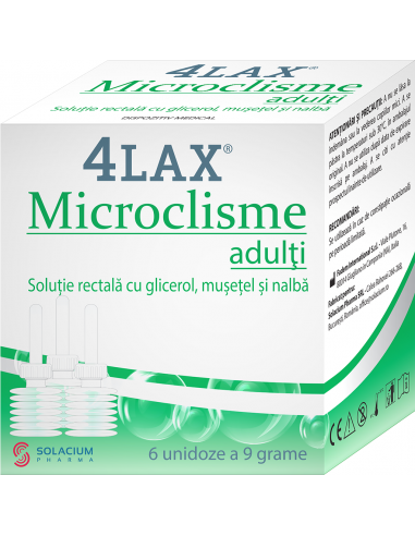 Microclisme adulti 4Lax, 6 unidoze, 9 g - CONSTIPATIE - SOLACIUM PHARMA SRL