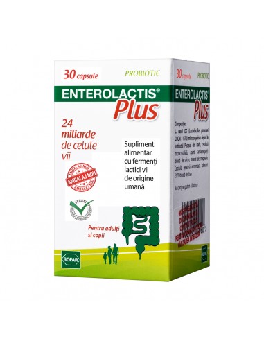 Enterolactis Plus, 30 capsule, Sofar - PROBIOTICE-SI-PREBIOTICE - SOFAR FARMACEUTICI SRL