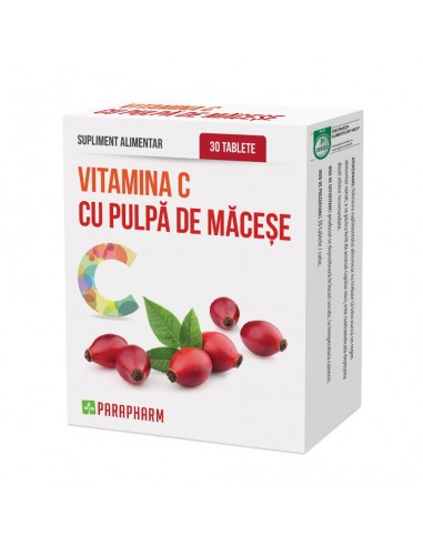 Vitamina C cu pulpa de macese, 30 tablete, Parapharm - IMUNITATE - PARAPHARM