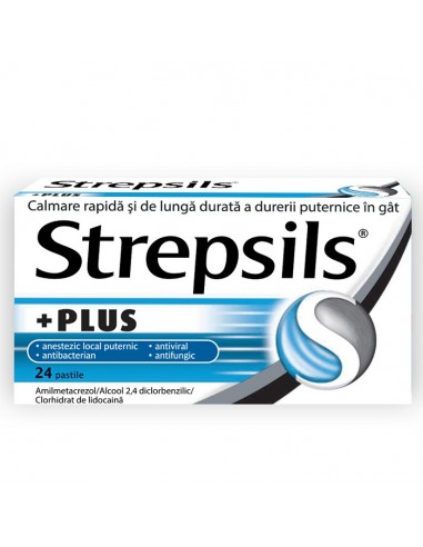 Strepsils Plus, 24 comprimate, Reckitt - DURERE-DE-GAT - RECKITT BENCKISER HEALTHCARE