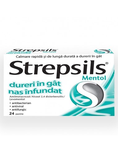 Strepsils Mentol, 24 comprimate, Reckitt - DURERE-DE-GAT - RECKITT BENCKISER HEALTHCARE
