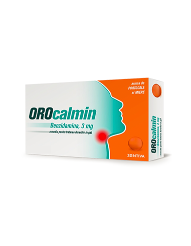 Orocalmin 3 mg cu aroma de portocala si miere, 20 pastile, Zentiva - DURERE-DE-GAT - ZENTIVA 