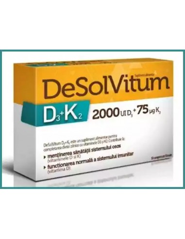 Desolvitum Vitamina D3+K2, 30 comprimate - IMUNITATE - AFLOFARM