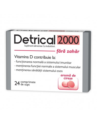 Zdrovit Detrical 2000 fara zahar cirese, 24 comprimate -  - ZDROVIT